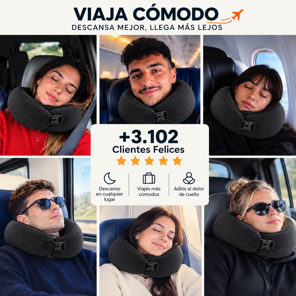 Monvera™ – La MEJOR Almohada de Viaje ✈️ | ¡Adiós al Dolor de Cuello!
